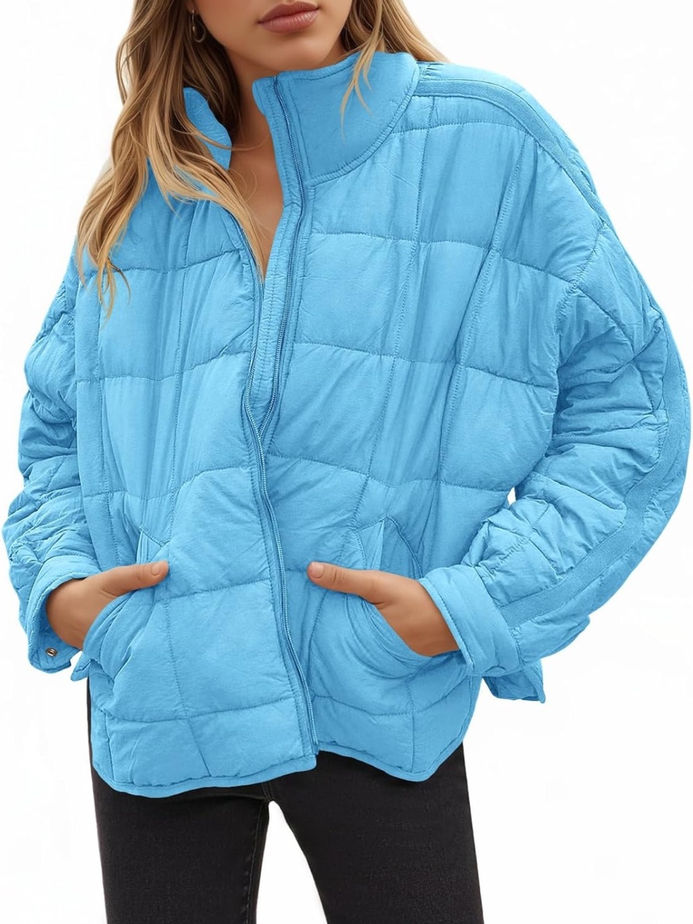 NWT Lightweight Oversized Long Sleeve Zip Water Resistant Packable Puffer Jacket